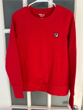 Fila Red Crew Sweatshirt with Chest Logo